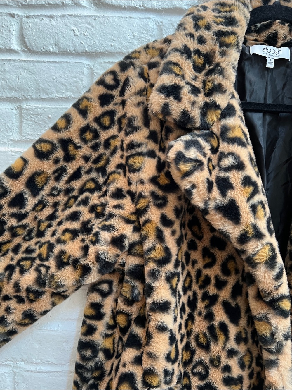 26 INTERNATIONAL Classic Leopard Teddy CarCoat Notch Collar Lined LongSleeves LG - Picture 8 of 16